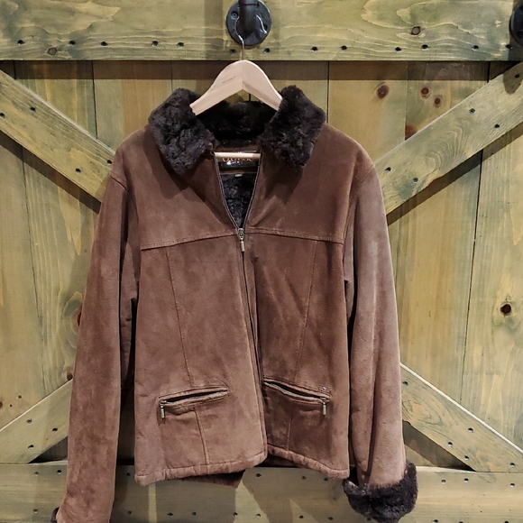 Guess Men's Brown Shearling Jacket